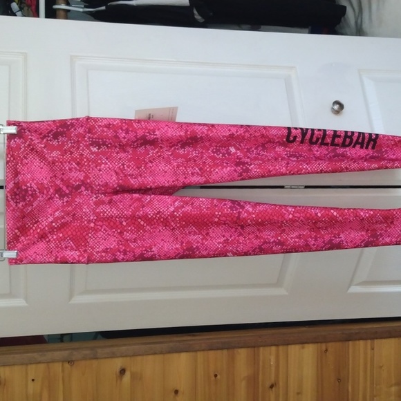 Emily HSU designs pink pattern leggings sz Large New - Picture 1 of 17